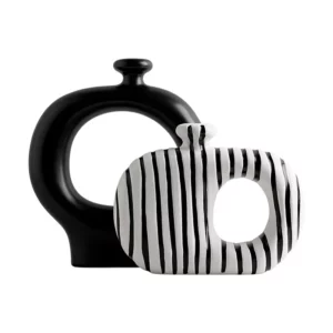 Black White Stripes Ceramic Vase Porcelain Hydroponics Utensils Desk Decoration Flower Arrangement Floral Room Aesthetic Decor - Image 5