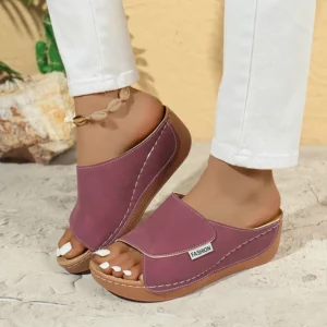 Summer Soft Platform Slippers Women 2025 Fashion Peep Toe Wedges Flip Flops Woman Light Med Heel Non-Slip Beach Shoes Slides - Image 6