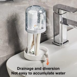 Household Bathroom 3-in-1 Toothbrush Holder Toothpaste Mouthwash Cup Organizer Dry And Dustproof Cleaning Tool Storage Rack - Image 2
