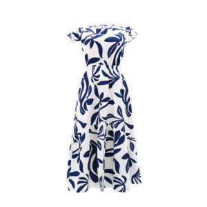 Color Block Crew Neck Dress, Casual Flutter Sleeve A-line Dress For Spring & Summer, Women's Clothing - Image 4