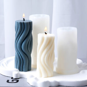 Wavy Stripe Cylindrical Silicone Candle Mould Pillar Twisted Stripe DIY Candlestick Making Design Shape Scented Candle Handmade - Image 3