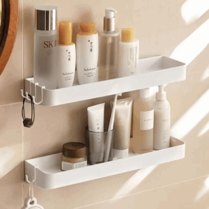 Bathroom Cosmetics Shelf White Self-adhesive Toilet Body Wash Shampoo Organization Shelves Storage Racks Support Holder - Image 7