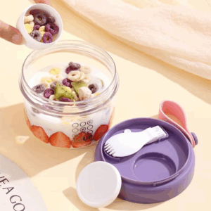 650ml Portable Handheld Breakfast Cup Yogurt Bowl Leak Proof Salad Bento Lunch Box With Spoon - Image 3