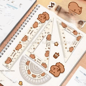 4pcs/set Creative Acrylic Capybara Set of Rulers Drawing Tools Cute Cartoon Soft Ruler Set Office Supplies Set Square - Image 6