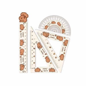 4pcs/set Creative Acrylic Capybara Set of Rulers Drawing Tools Cute Cartoon Soft Ruler Set Office Supplies Set Square - Image 3
