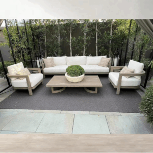 Furniture Backyard Outdoor Teak Garden Sofa Set with Cushions - Image 6