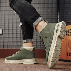 Men's Mid Top Boots Casual Shoes Classic Ankle Boots High Top Office Trendy Breathable Multifunctional Motorcycle Black Shoes - Image 6