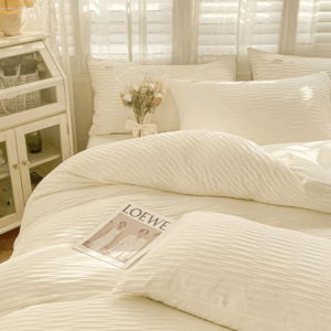 Seersucker Bedding Set Duvet Cover Flat Sheets Pillowcase Bed Sheet Set Soft Comforter Cover Bed Linens Set Nordic Ins Style - Image 5