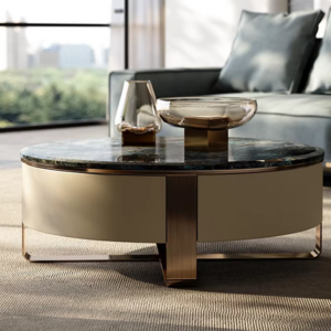 Natural Marble Coffee Table High-end Furniture Set Round Coffee Table Set - Image 7