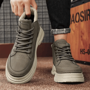 Men's Mid Top Boots Casual Shoes Classic Ankle Boots High Top Office Trendy Breathable Multifunctional Motorcycle Black Shoes - Image 4