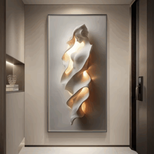 Minimally Abstract Entrance Decoration Painting High-end Relief Feeling Hanging Painting Room Decoration Wall Lamp Led Light - Image 2