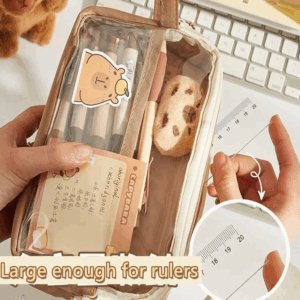 Cute Capybara Pencil Case School Supplies Clear Aesthetic Pencil Pouch with Cute Capybara Pins and Plush Stickers and Memo Pad - Image 6