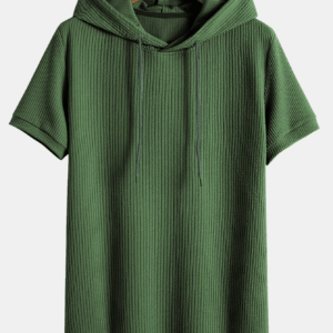 New Men's Short Sleeve Hoodie Muscle Fit Ribbed Sport Hooded T Shirts Lightweight Sweatshirt Summer Hoodies Pullover Basic Tees - Image 6