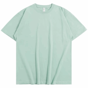 Summer Light Green Heavy Weight 300G Short Sleeved T-shirt Cotton Men's Loose Casual Base Shirt Korean Tee Women's - Image 2