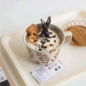 375ml Hand Drawn Ceramic Mug for Coffee Exquisite Home Breakfast Oatmeal Cup Water Tumbler Teacup Christmas Gift - Image 4