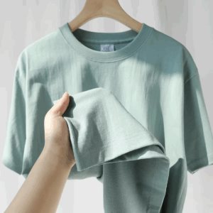 Summer Light Green Heavy Weight 300G Short Sleeved T-shirt Cotton Men's Loose Casual Base Shirt Korean Tee Women's - Image 5