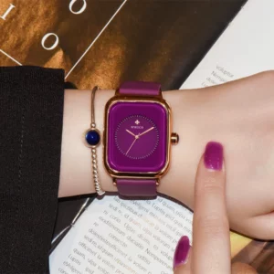 WWOOR Luxury Brand Watches For Women Fashion Square Purple Ladies Quartz Wristwatch Waterproof Silicone Band Relogio Feminino - Image 3