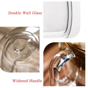Double Walled Glass Coffee Mugs with Handle, Insulated Layer Large Cup for Tea Beer Cappuccino - Image 4