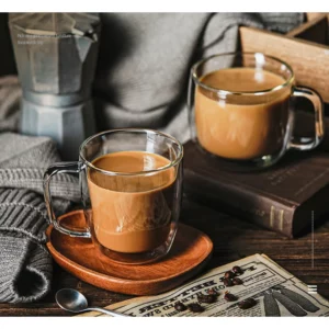 Double Walled Glass Coffee Mugs with Handle, Insulated Layer Large Cup for Tea Beer Cappuccino - Image 5