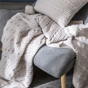 ins knitted woolen blanket simple shawl casual take towel model room pillow pillowcase cover blanket - Image 3