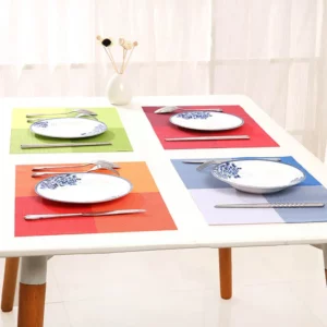 WHQ 4 Pcs/set Placemats PVC Table Mat Color Block Dining Disc Pads Coasters Mantel Napperon 30*45cm Plate Bar Tapete de lugar - Image 3