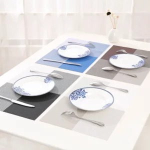 WHQ 4 Pcs/set Placemats PVC Table Mat Color Block Dining Disc Pads Coasters Mantel Napperon 30*45cm Plate Bar Tapete de lugar - Image 2