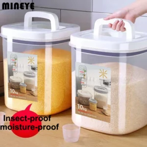 Transparent Rice Bucket, Insect-proof, Moisture-Proof, Sealed Flour Storage Containers, Kitchen Grains, Pet Dog Food Storage Box - Image 1