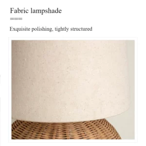 Japanese Rattan Desk Lamp Fabric Lampshade LED Lights for Living Room Decor Sofa Bedroom Bedside Night Stand Lighting Fixtures - Image 4