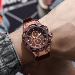 Men's Sports Military Large Dial Quartz Watch Fashion 2024 New Gray Silicone Men Gift Watches - Image 3