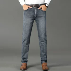 Wthinlee New Business Men's Jeans Casual Straight Stretch Fashion Classic Blue Black Work Denim Trousers Male Brand Clothing - Image 3