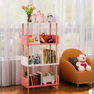 Simple bookshelf shelves floor floor, home living room against the wall, children's multi-storey storage, small bookcases, - Image 4