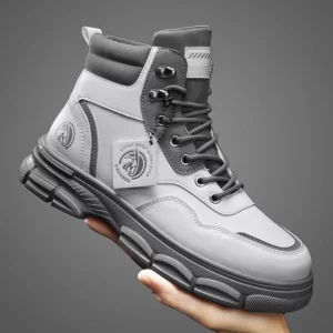 Casual High Top Boots Men Leather Shoes Fashion Outdoor Motorcycle Ankle Military Boots Men's Winter Tactical Boots - Image 2