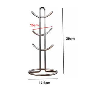 1Pc Practical Desktop Coffee Cup Holder Kitchen Tea Mug Hanging Storage Drain Rack Stand Glass Home Supplies - Image 4