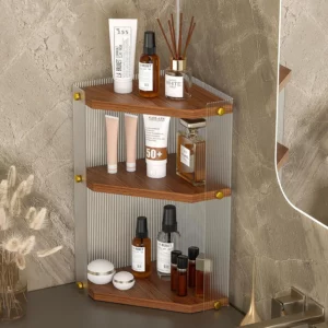 3-Tier Bathroom Shelf Corner Countertop Storage Kitchen Acrylic Rack Vanity Tray Space Saving Makeup Organizer Bath Accessories - Image 2
