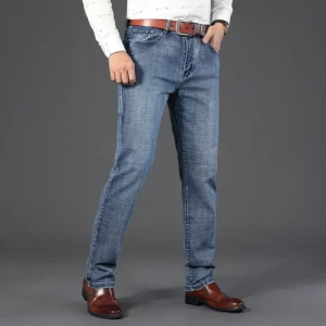 Wthinlee New Business Men's Jeans Casual Straight Stretch Fashion Classic Blue Black Work Denim Trousers Male Brand Clothing - Image 4