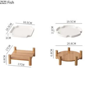 Nordic Creative Steak Plate Ceramic Dessert Cake Display Plate with Wooden Frame Family Party Barbecue Plate Kitchen Tableware - Image 5