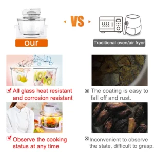 Household Oil-free Air fryer 12L smart visual glass lightwave oven multi-function electric fryer oven air oven - Image 4