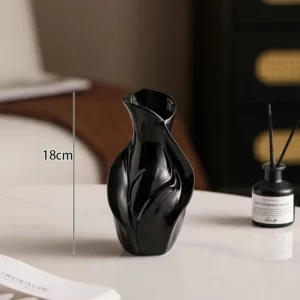18cm Nordic Ceramic Vase Abstract Grass Dried Real Flower Living Dinning Room Cabinet Office Desktop Decoration Gift - Image 3