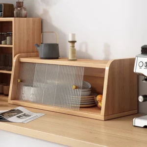 Minimalist modern Japanese style log style storage cabinet with a one letter cover at the entrance style bookshelf, cutlery box - Image 2