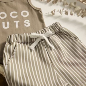 ma&baby 0-3Y Toddler Infant Newborn Baby Boy Clothes Set Letter Print Vest Sleeveless Tops Striped Shorts Summer Outfits - Image 6