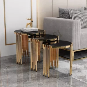room furniture small apartment tempered glass top minimalist nordic gold nesting side table set of 3 for villa - Image 1