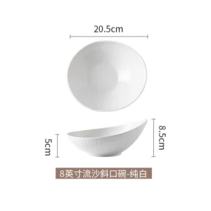 Special-Shaped Oblique Ceramic Bowl, Large Dessert Fruit Salad Bowl, Hotel and Restaurant Tableware, Commercial, Good-looking - Image 5