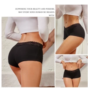 3Pcs Women's Lace Panties Boxers Cotton Seamless Boxer Underwear Female Solid Color Briefs Cozy Lingerie Intimate Underpant S-XL - Image 2