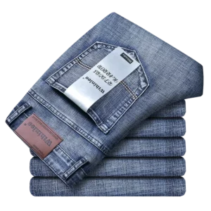 Wthinlee New Business Men's Jeans Casual Straight Stretch Fashion Classic Blue Black Work Denim Trousers Male Brand Clothing - Image 1