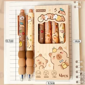 4Pcs Cartoon Capibara Erasable Pencil Gradient Sponge Neutral Press Move Pen Elementary School Blue Pen Erasable Pen - Image 6