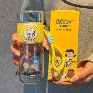 380Ml Anime Cartoon Snoopy Large Capacity High Borosilicate Glass Tea Water Separator Cup Kawaii Office Couple Cup Cute Tea Cup - Image 3