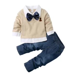 2025 Summer Boys Outfits Set 3Pcs Kids Random Cool Clothes Toddler T-Shirt + Jeans + Scarf Fashion Suits Children's Clothing Set - Image 4