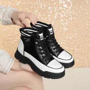 Winter High Top Chunky Warm Women Boots New Plus Velvet Cotton Shoes Side Zipper Modern Causal Soft Ankle Short Boots - Image 2