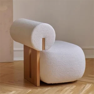 Household Nordic Solid Wood Single Sofa Chair Light Luxury Customizable Living Room Chair Simple Woolen Velvet Leisure Chair New - Image 2
