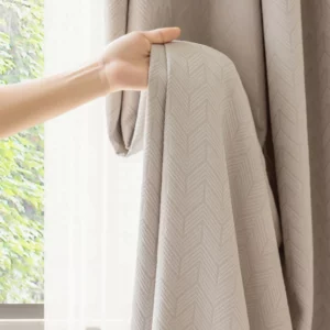 French Luxury Retro Chenille Herringbone Jacquard Light Gray Curtain Milky coffee Curtains for Living Dining Room Bedroom Custom - Image 9